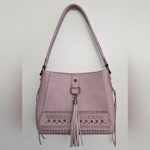 Montana West Concealed Carry Bag Dusky Pink Studded Hobo Western Tassel Boho